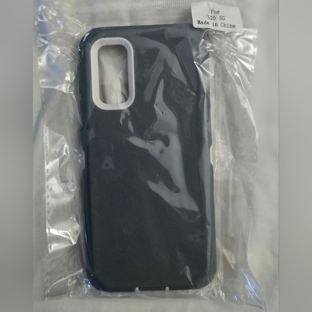 Sleek Black Phone Case with White Camera Trim